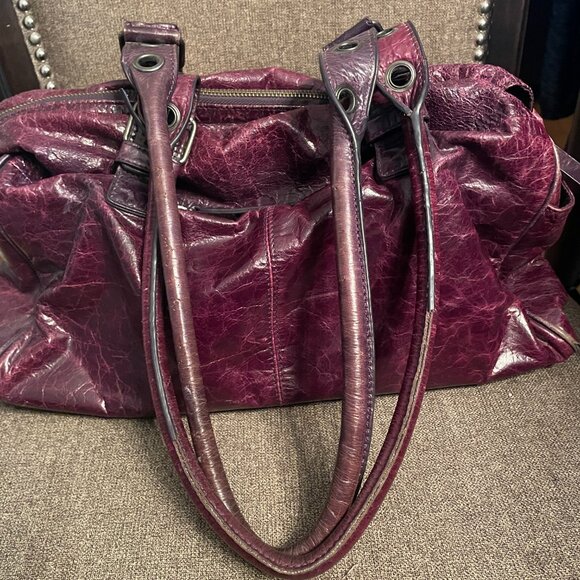 Danier Vintage Purple Leather Bag - Picture 2 of 9